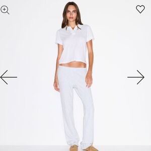 Skims Cotton Fleece Low Rise Slim Pant | Heather Grey | Size M